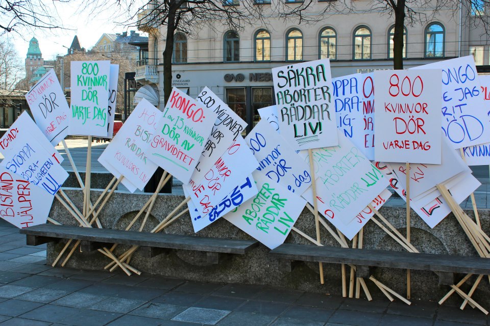 Plakat vid barnvagnsmarschen i Stockholm 2013. Foto: Ulrika Hammar