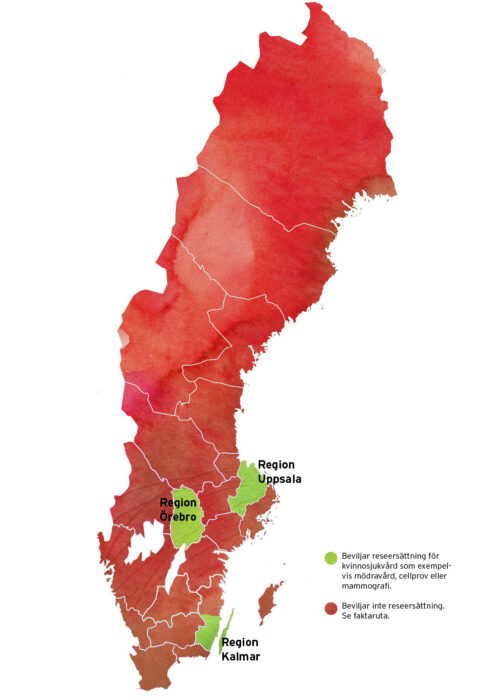 sverigekarta ed tre utmärkta regioner