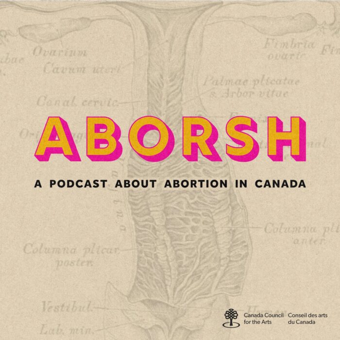 Omslag till "Aborsh", Rachel Cairns podcast om Abort i Kanada. 